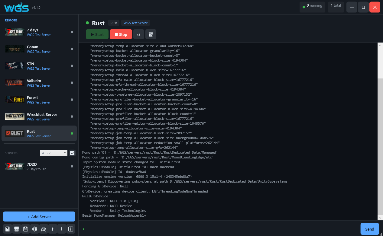 WGS - Windows Game Server in action